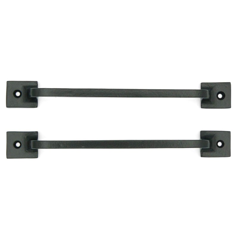 CRAFTSMAN ROAD مقابض سحب من الحديد الزهر الأسود من CRAFTSMAN ROAD مقاس 9 بوصات (مجموعة قاعدة مربعة مكونة من 2) - مقابض أبواب الخزانة ومقابض البوابة وسحب مقابض أبواب الحظيرة - Image 4
